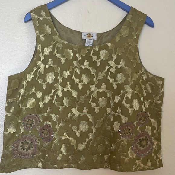 Sandy Starkman embellished tank, 💯 silk, size XL - Picture 2 of 10